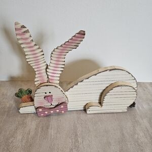 Striped Bunny Decor with Pink Accents
